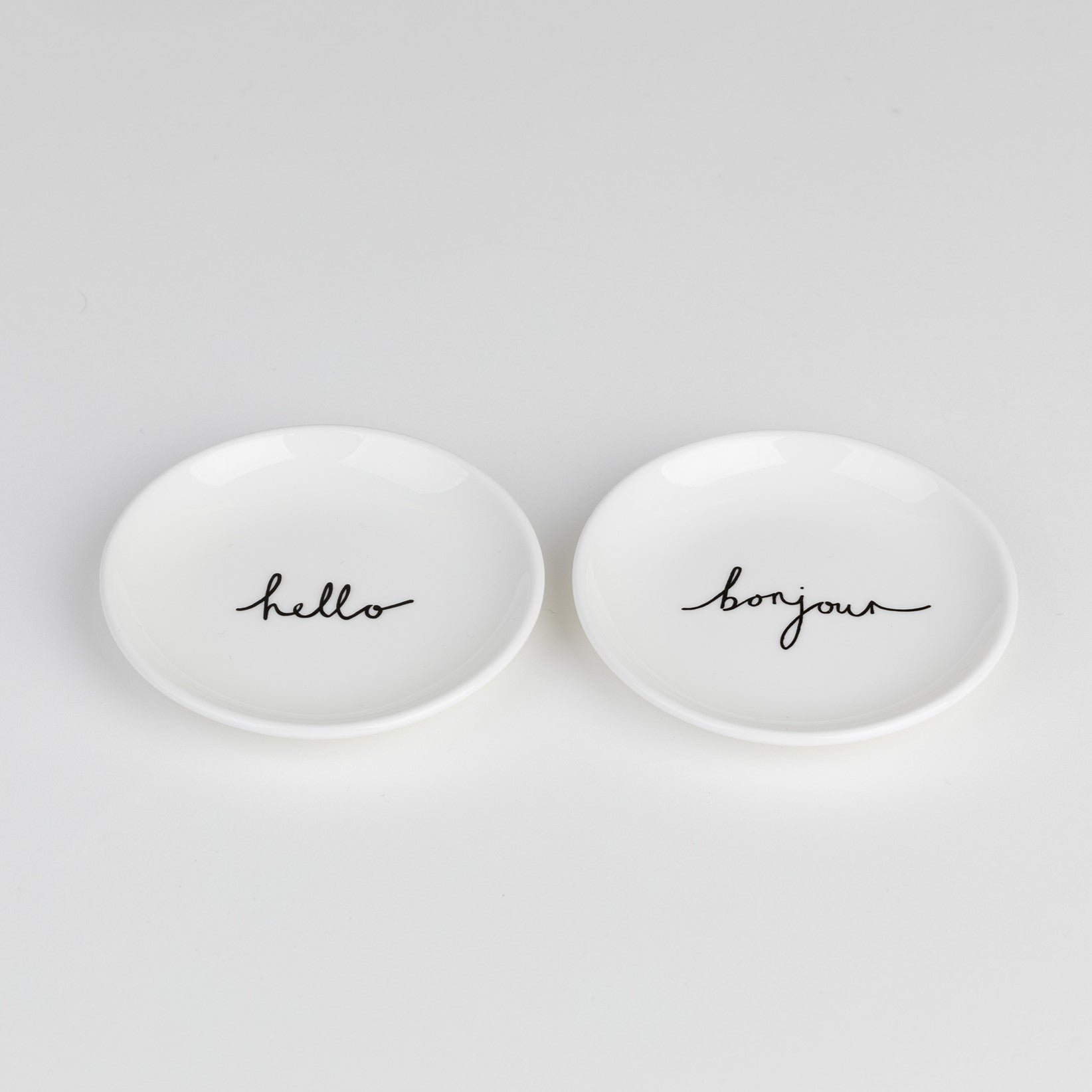 Set of 2 Coasters - Hello, Bonjour